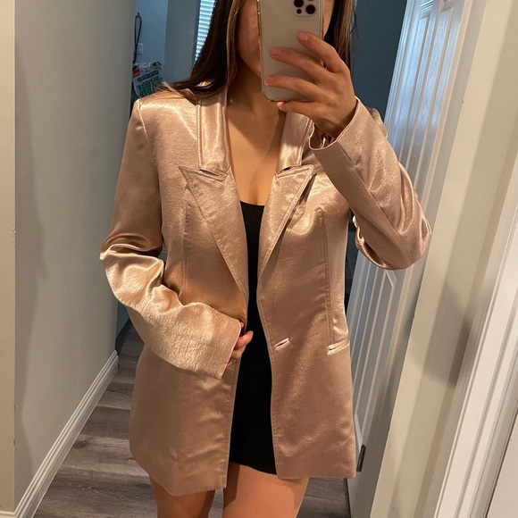 Bebe Jackets \u0026 Coats | Bebe Rose Gold Blazer Jacket Womens Size 4 | Color: Gold | Size: 4 | Feliciahae's Closet